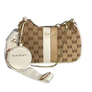 Bebe Tan and Cream Shoulder Bag with Chic Design